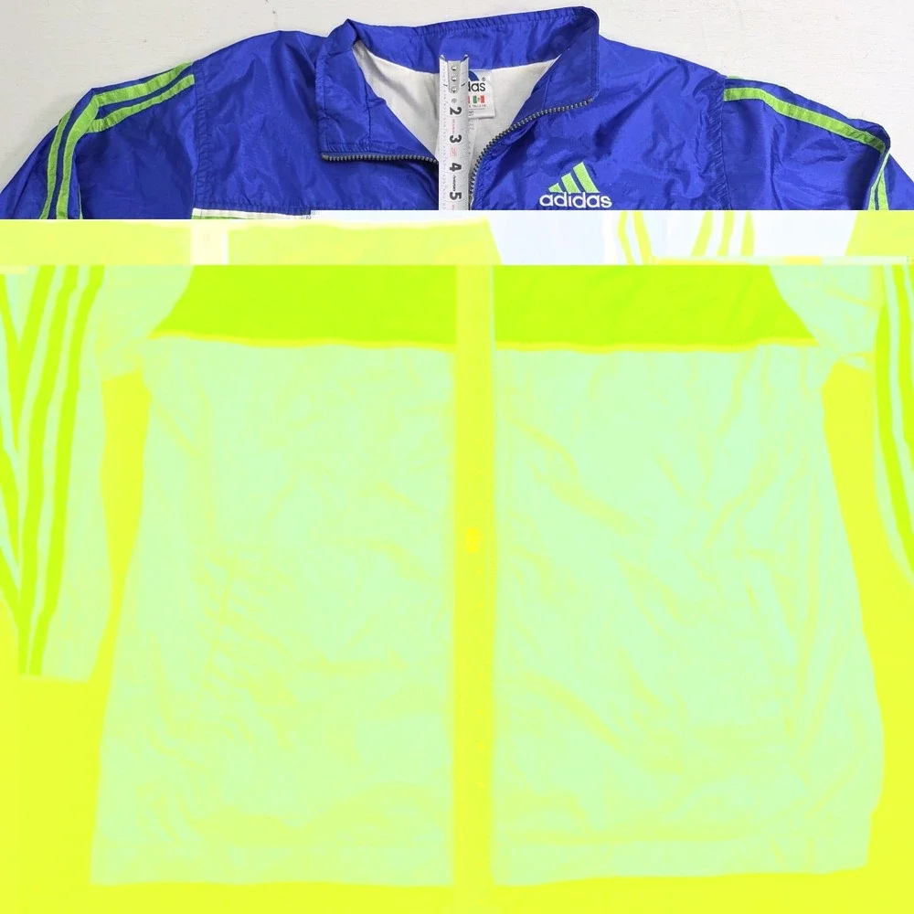 Vintage Adidas Track Jacket 3 Stripes Logo Green Blue‎ Colorblock Lined Youth XL